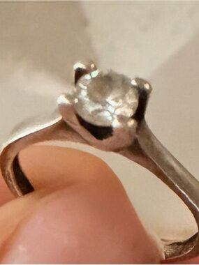 Classic Solitaire Silver Ring with Clear Stone